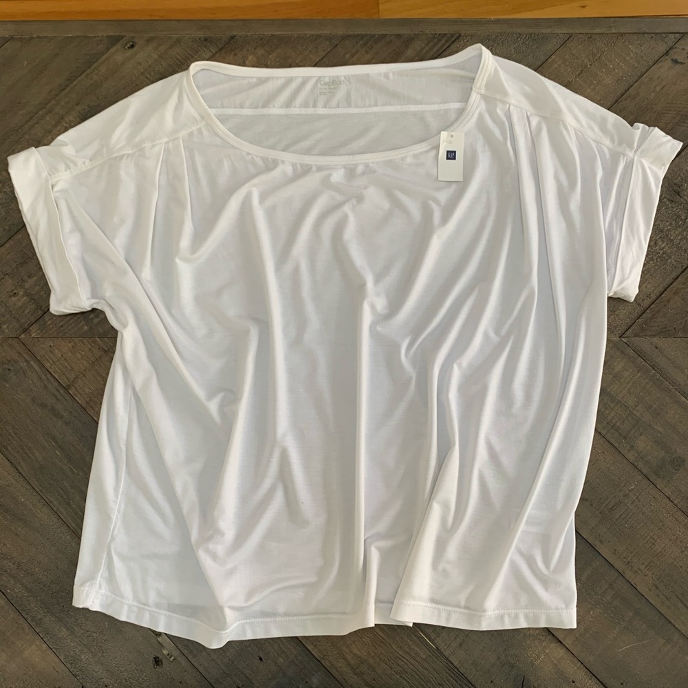 GapBody | Pleated roll sleeve slub tee
